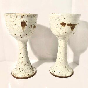 2 Speckled Pottery Glaze Goblets.